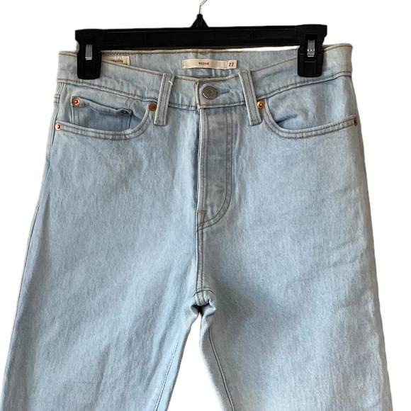 Levi's Wedgie High Rise Raw Hem Button Fly Ankle Skinny Leg Denim Jeans Size 27 - Picture 5 of 8